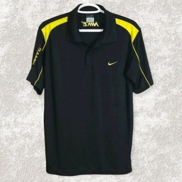 Nike Men's Polo Top Size L Sphere Dry Taining Golf Sports Swish Spell Out - Picture 1 of 5